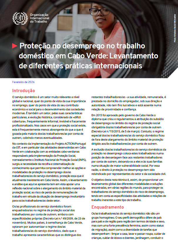 Proteção no desemprego no trabalho doméstico em Cabo Verde: Levantamento de diferentes práticas internacionais